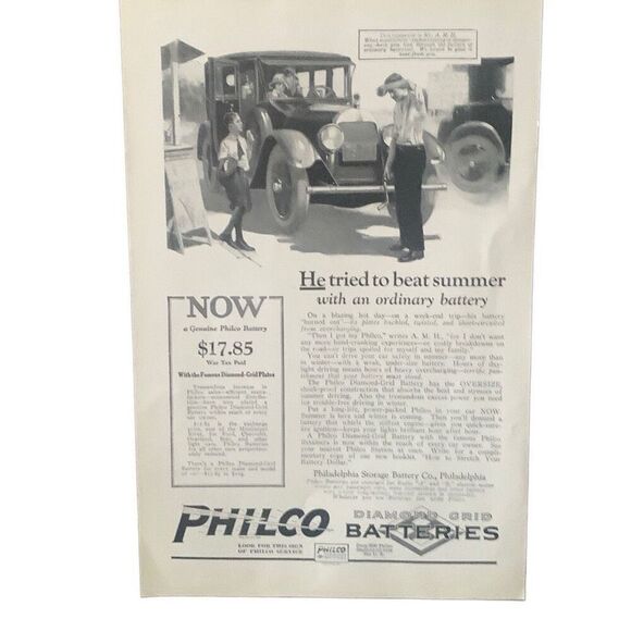Vintage 1923 Philco Batteries Tried to Beat Summer Ad Advertisement - Picture 1 of 4